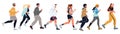 Men, women, girls, boys, students in sportswear running after each other. Sportsmen, athletes, runners Royalty Free Stock Photo