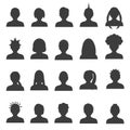 Men and women head simple avatar icons set eps10