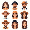 Men and Women Headshots with Oktoberfest Hats AI Generated