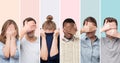 Men and women hiding face, wanting to stay anonym Royalty Free Stock Photo