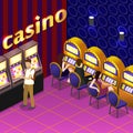 Men and women play slot machines in casinos