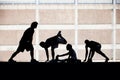 Men and women runners stretching. Royalty Free Stock Photo