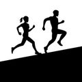 Men and Women Running Silhouette. Vector