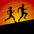 Men and Women Running Silhouette. Vector