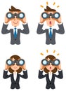 Men and women in suits looking through binoculars Royalty Free Stock Photo