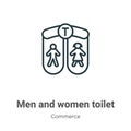 Men and women toilet outline vector icon. Thin line black men and women toilet icon, flat vector simple element illustration from Royalty Free Stock Photo