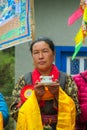 Woman at traditional celebration ceremony in Nepal