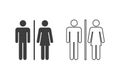 Men and women WC flat vector illustration glyph style design with 2 style icons black and white. Royalty Free Stock Photo