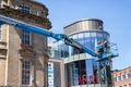 Men working on cherrypicker crane in Newcastle upon Tyne Royalty Free Stock Photo