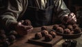 Men working chocolate craft, hand made sweet industry generated by AI Royalty Free Stock Photo