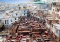 Men working hard in the tannery souk in Fez, Morocco Royalty Free Stock Photo