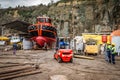 Men working for launching ship