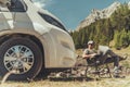 Men Working Remotely While Camping in Motorhome