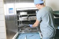 Men working on a sterilizing place in the hospital