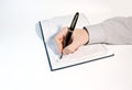 men write in datebook Royalty Free Stock Photo