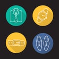 Men's clothing flat linear long shadow icons set Royalty Free Stock Photo