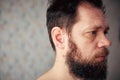 Men& x27;s short beard and lips close up. Royalty Free Stock Photo