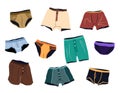 Men's underwear vector set. Male casual clothes.