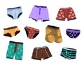 Men's underwear vector set. Male casual clothes.