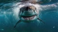 Menacing beauty: underwater world with the shark predator, a captivating glimpse into the fierce, powerful, and