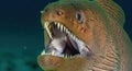 Menacing Moray Eel - A Close-Up of Sharp Teeth and Powerful Jaws Royalty Free Stock Photo