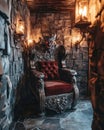 The Devil\'s Throne in a Medieval Castle Dungeon Setting Royalty Free Stock Photo