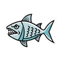 Fierce Fish with Wavy Pattern and Sharp Teeth, vector design Generative AI Royalty Free Stock Photo