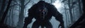 Menacing Werewolf Lurking in the Dark Forest Under a Full Moon - Nighttime Creature - Generative AI Royalty Free Stock Photo
