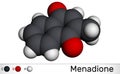 Menadione, menaphthone, provitamin molecule. It is called vitamin K3. Molecular model