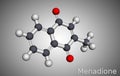 Menadione, menaphthone, provitamin molecule. It is called vitamin K3. Molecular model