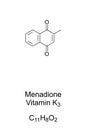 Menadione, sometimes called Vitamin K3, chemical formula