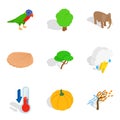 Menagerie icons set, isometric style