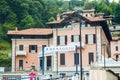 Menaggio. Lake Como. Ferry Pier in the Commune of Menaggio. Lombardy. Signboard with Name of the City