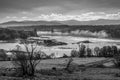 Menai Bridge and mist over the Menai straits Royalty Free Stock Photo