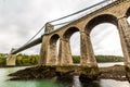 Menai Bridge between Snowdonia and Anglesey, landscape Royalty Free Stock Photo