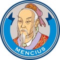 Mencius line art portrait, vector Royalty Free Stock Photo