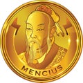 Mencius gold style portrait, vector Royalty Free Stock Photo