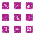 Mend the bone icons set, grunge style