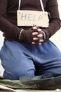 Mendicant begging for help Royalty Free Stock Photo