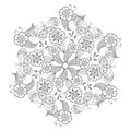 Mendie Mandala with butterflies, flowers and leaves. Zenart inspired. Royalty Free Stock Photo