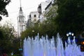 Mendoza Argentina city with illuminated water fountain