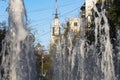 Mendoza Argentina city with illuminated water fountain