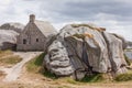 Stone buliding Meneham house in Brittany, France