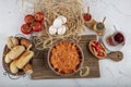Menemen Turkish breakfast. Traditional turkish food menemen made by eggs and tomatoes