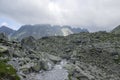 Mengusovska dolina, amazin slovakia mountains in mist with sunlight Royalty Free Stock Photo