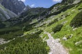 Mengusovska dolina, important hiking trail to hight mount Rysy, High Tatra mountains, Slovakia, amazing view with green hills Royalty Free Stock Photo