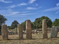 Menhir Alignment of Stantari, ancient stone pilars on Corsica Royalty Free Stock Photo