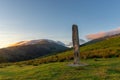 Menhir of Arlobi at sunset, Gorbea Natural Park, Alava, Spain Royalty Free Stock Photo