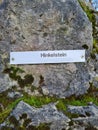 Menhir megalithic stone in Velbert Germany with inscription