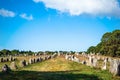 Menhirs alignment. in Carnac, Britain, France